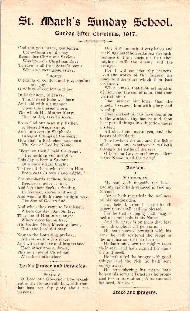 StMarksSundaySchoolSundayafterChristmas1917-1