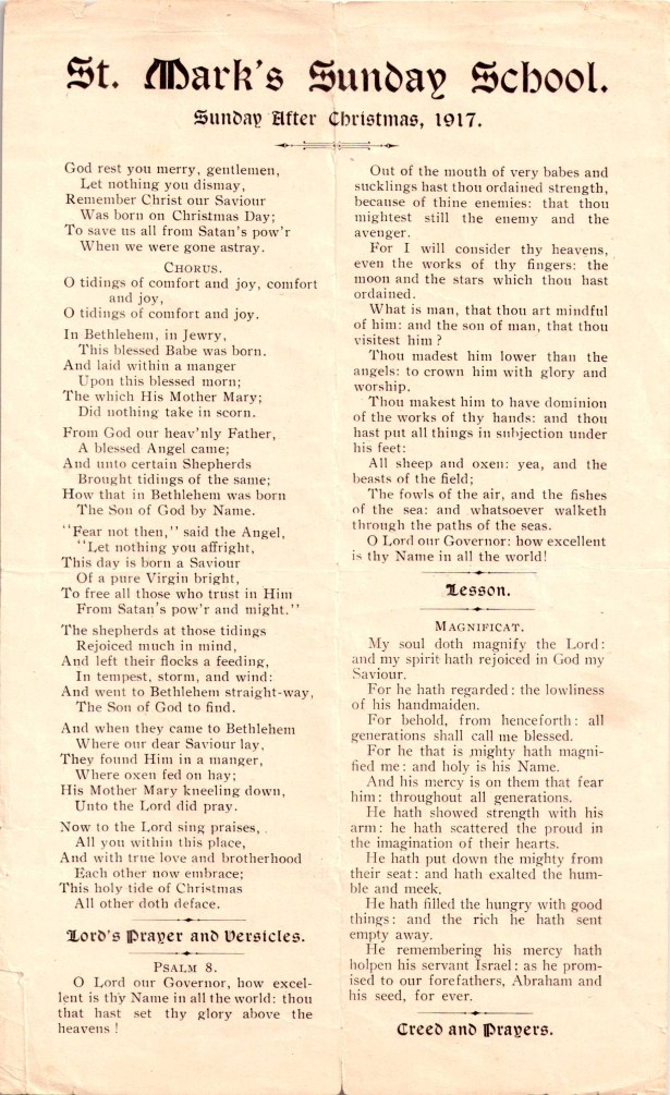 StMarksSundaySchoolSundayafterChristmas1917-1