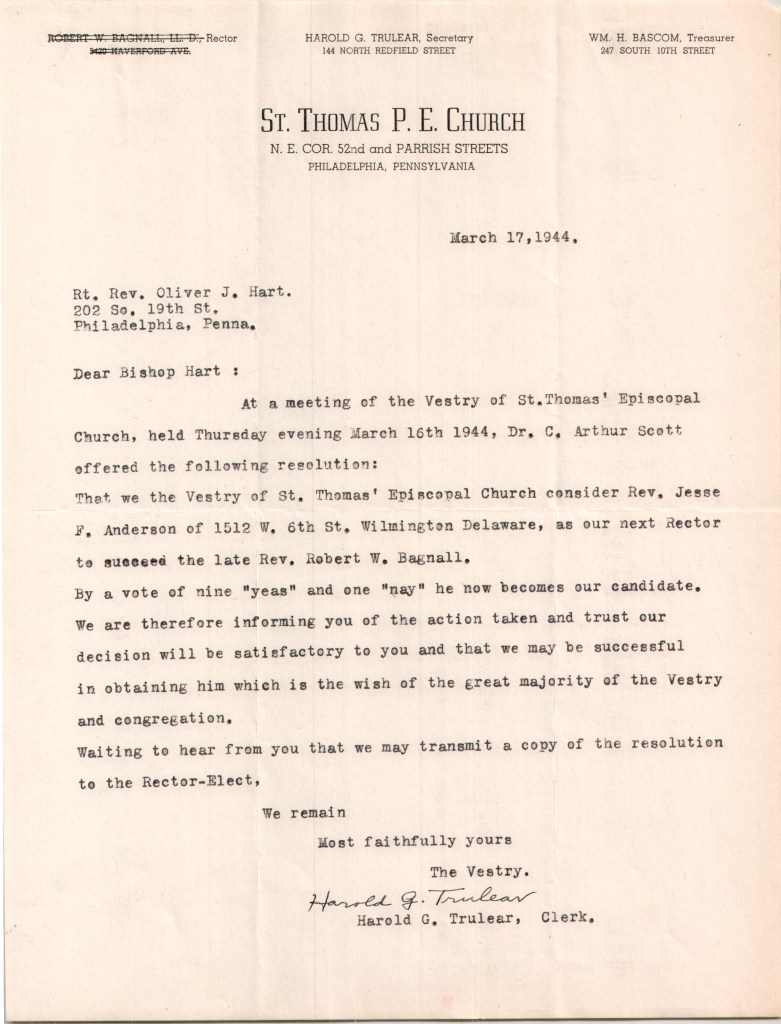 Letter to Rt. Rev. Oliver Hart Regarding the Election of Rev. Jesse F ...